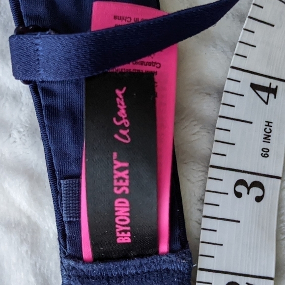 LA senza beyond sexy rhinestones push up navy blue bra size 36B B055 - Picture 8 of 8